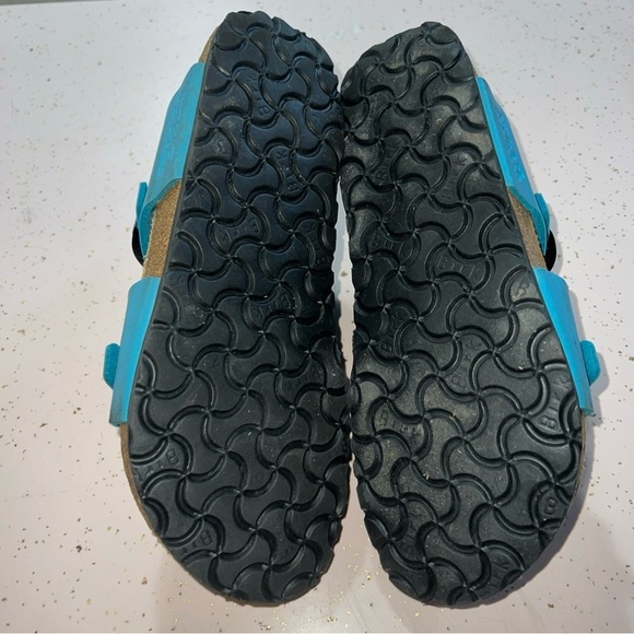 Birkenstock Birkis Freeport Burko-Flor Uppers Perforated 2 Strap Aqua Women Sz 9 - Picture 8 of 11